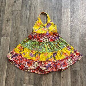 Blueberi Boulevard Colorful Tiered Halter Dress Girls Size 4